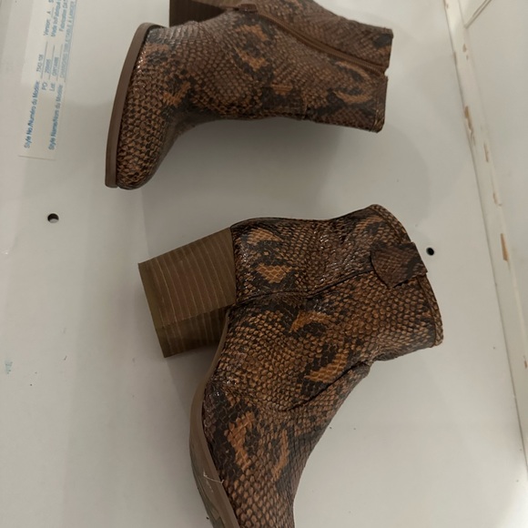 Carlos by Carlos Santana Shoes - Brown Snake Print Ankle Boots